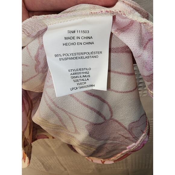 Lily Rose Women Dress XS Floral Belted Fit & Flare Mini V Neck 70's Puff Sleeve - Picture 6 of 9